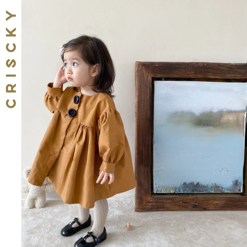 

2023 New Autumn Baby Girls Coat Fashion Thin Trench Solid Long Sleeve Button Cardigan Girl Coats Kids Jacket for Girls