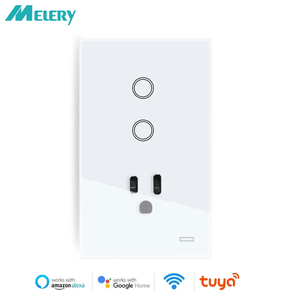 Melery Wi-Fi Smart Tuya Выключатель света Американская вилка Настенная розетка Мексика США