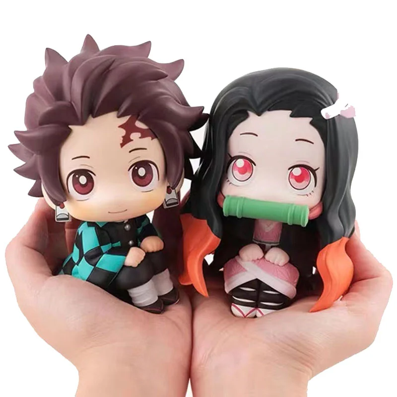 

10cm Anime Demon Slayer Figure Kamado Nezuko Kamado Tanjirou Q Version Sitting Kawaii PVC Model Doll Toy Desktop Ornaments