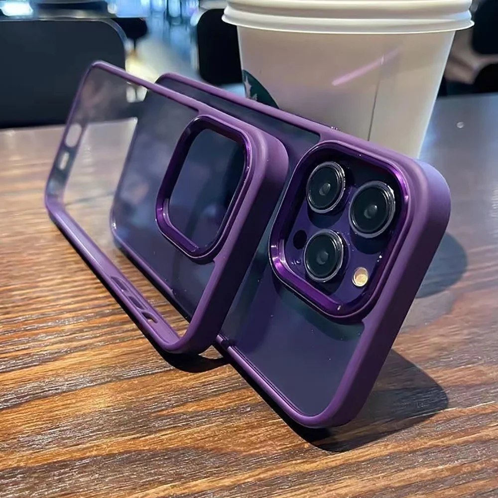 

Luxury Metal Camera Lens Ring Case For iPhone 11 12 13 14 Pro Max X XS Max XR 7 8 Plus SE 2022 Transparent Shockproof Back Cover