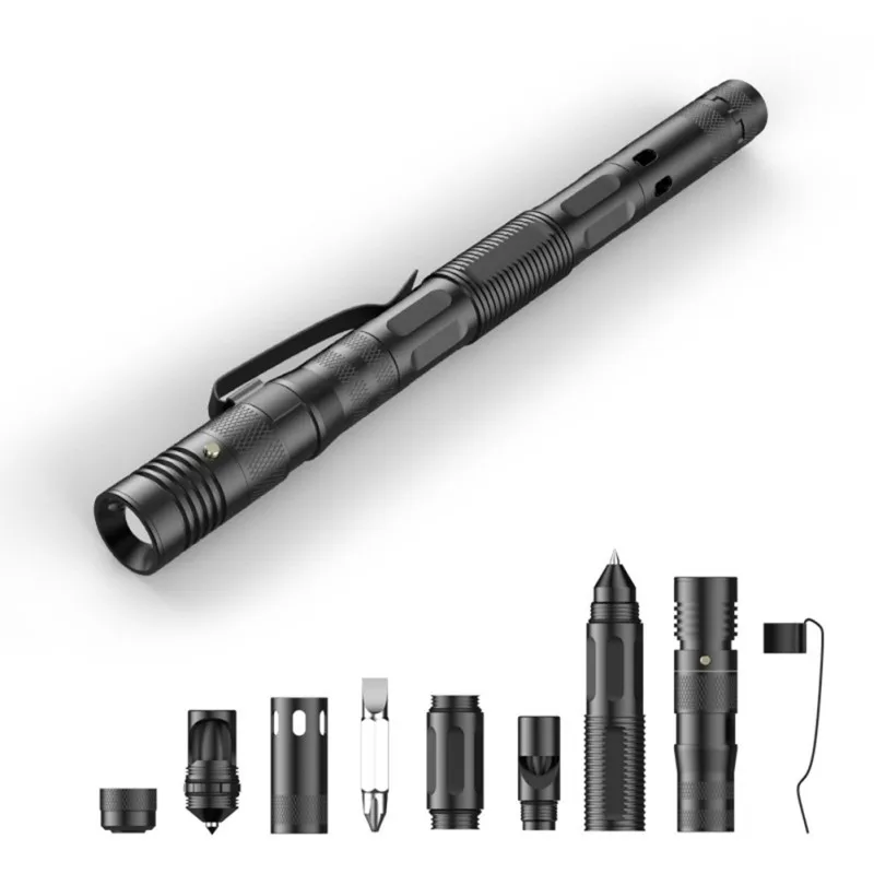 

Self-Defense Multi-Function Pen Portable Tactical Titanium EDC Pen Flashlight Bottle Opener Emergency Glass Breaker Outdoor Tool
