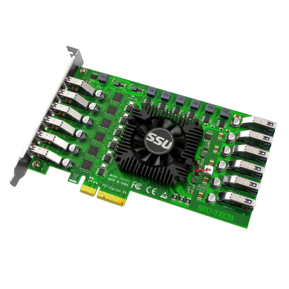 

U3412U PCI-E 4x to USB3.0 12 USB Port Riser PCI Express X4 to 16X Extender