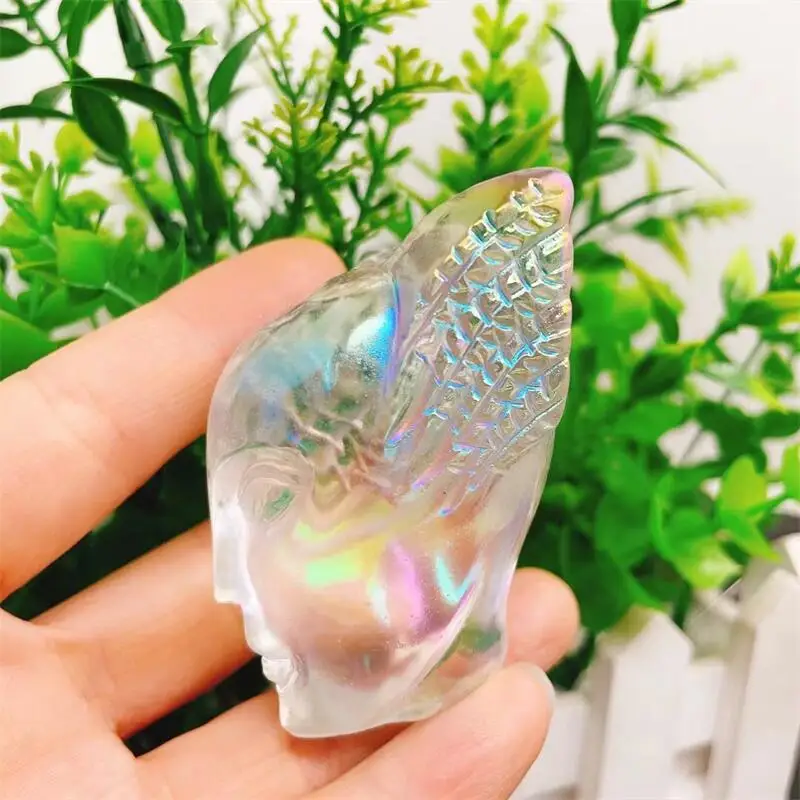 2 дюйма натуральный кварцевый аура череп инопланетянина кристалл исцеляющая