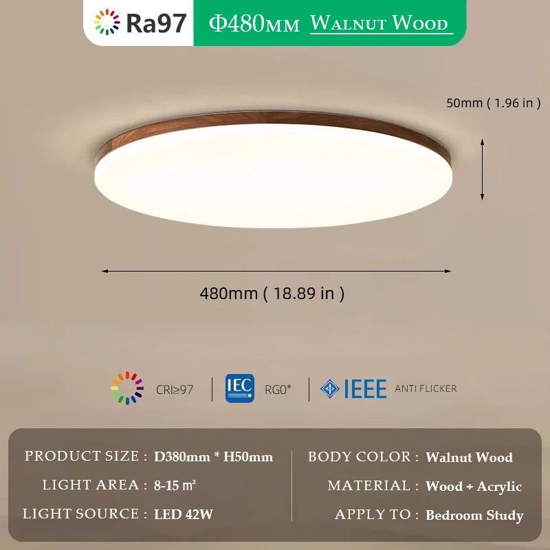 Потолочный светильник из орехового дерева Wabi-sabi