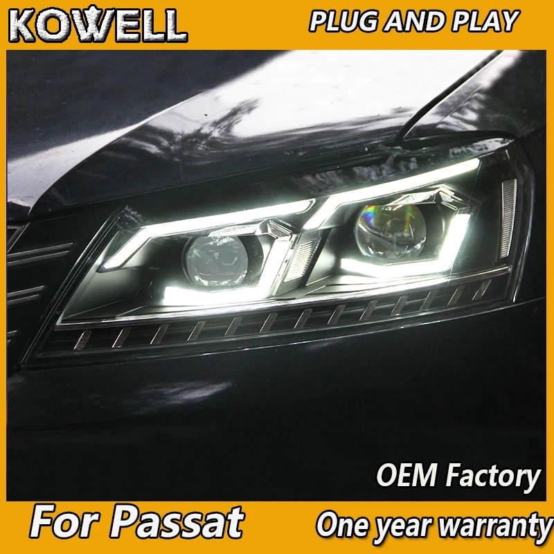 KOWELL Auto Styling für VW Passat Scheinwerfer UNS Verson 2012-2016 Passat B7 Kopf Leuchten Scheinwerfer LED DRL D2H dynamische Blinker