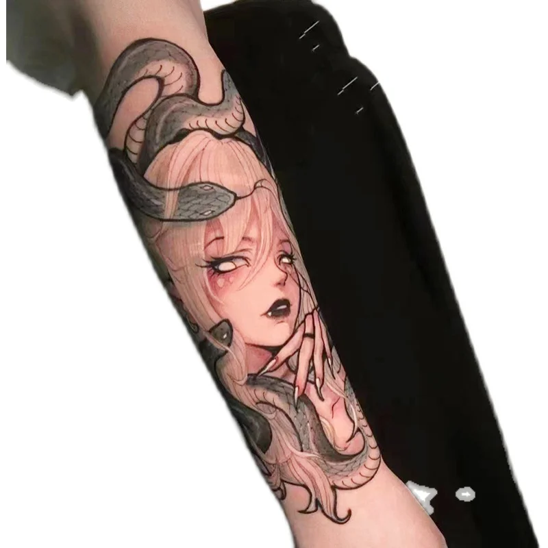 

[Набор из 2] тату-наклейки Medusa с девятью головками Banshee, травяная наклейка на руку, водостойкая, стойкая, персонализированная Мужская Цветочная рука