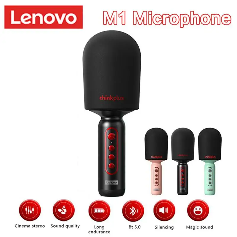 

Lenovo M1 Karaoke Microphone Wireless Handheld Microphone Portable DJ Bluetooth Speaker KTV Home Computer Phone Live Sound Card