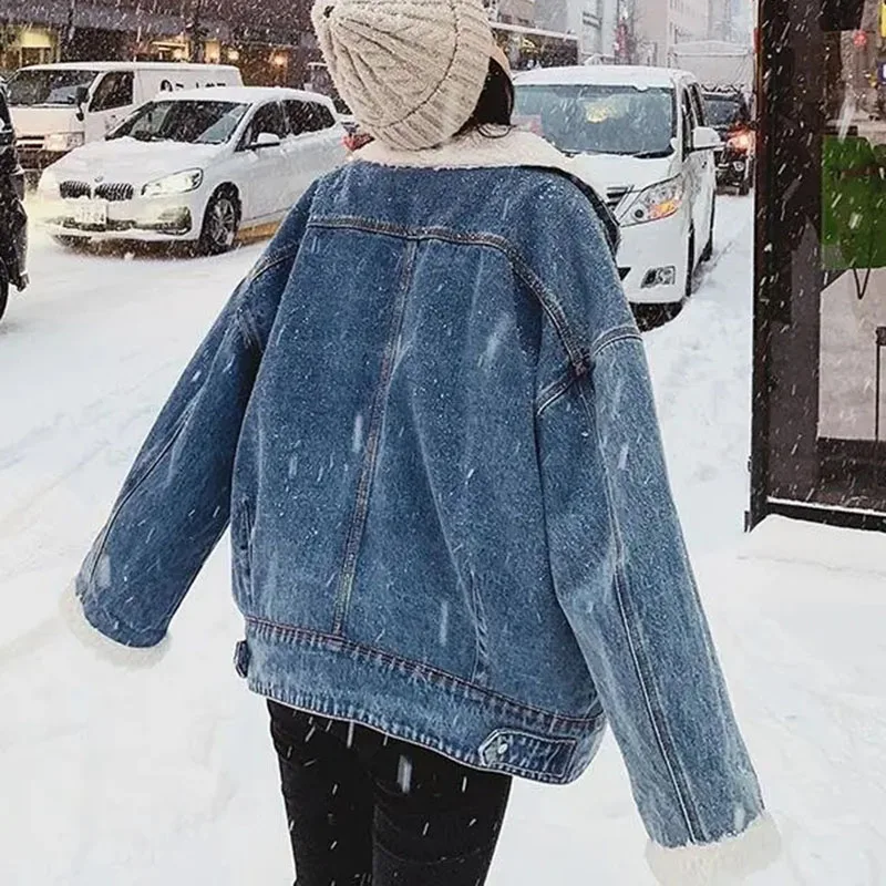 Новая зимняя теплая джинсовая куртка для холодной погоды Женская свободная
