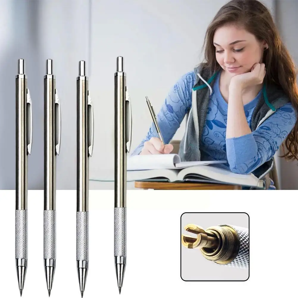 

0.5/0.7/2.0mm Mechanical Pencil Office School Writing Painting Tools Stationery Creative Art Pencils Automatic Metal S9R9