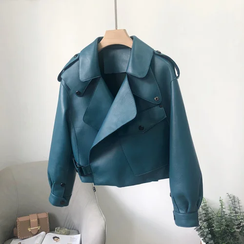 

Luxury brand genuine Genuine 2023 Women Sheepshin Coat Spring Autumn New Fashion Real Leather Jacket Loose