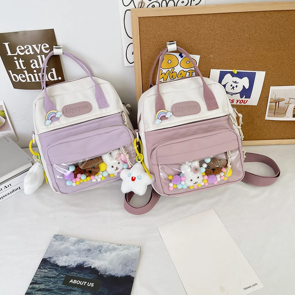 

Корейский преппи Стиль Женский лоскутный цветной рюкзак для отдыха школьников большие рюкзаки модные сумки