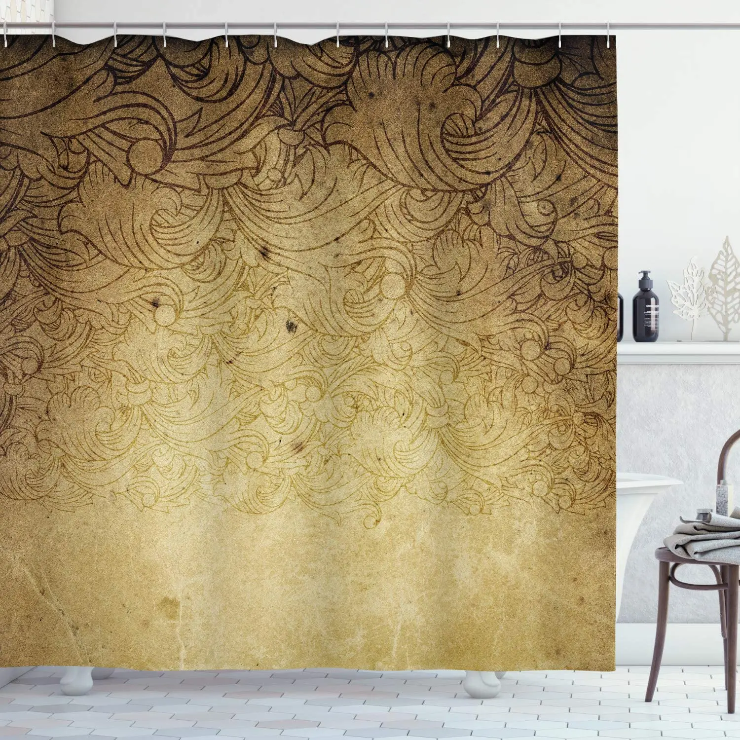 

Винтажная занавеска для душа, старинный винтажный фон с переливающимися цветами, выцветающая ткань с эффектами, тканевый Декор для ванной к...