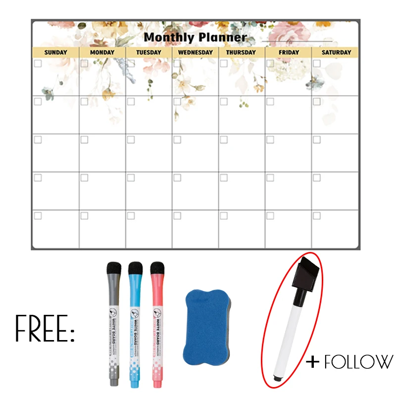 Magnetic Monthly Weekly Planner Calendar Erasable and Whiteboard for Kitcher Fridge Magnet Sticker Dry Erase Bulletin Wall Board