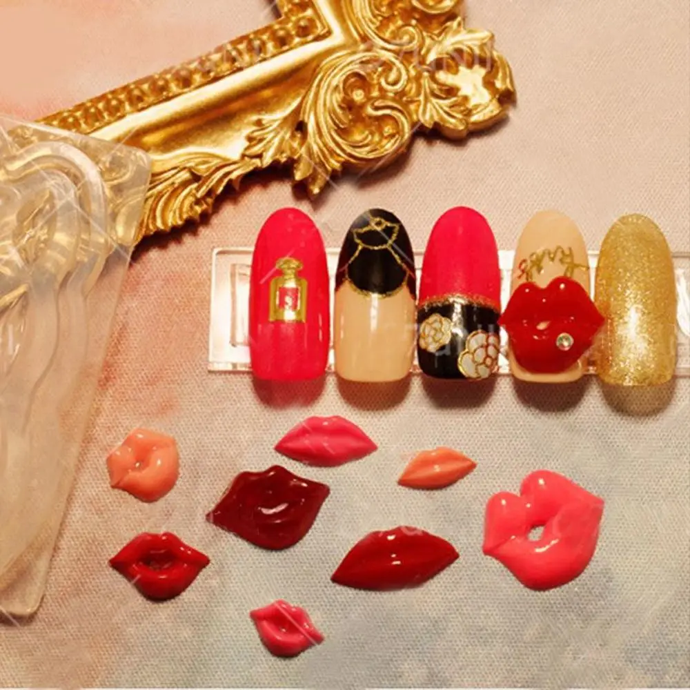 

Sexy Cute Silicone Nail Engraving Mold 3D Biscuit Red Lip And Cat Silicone Mold Butterfly Crystal Engraving Mold