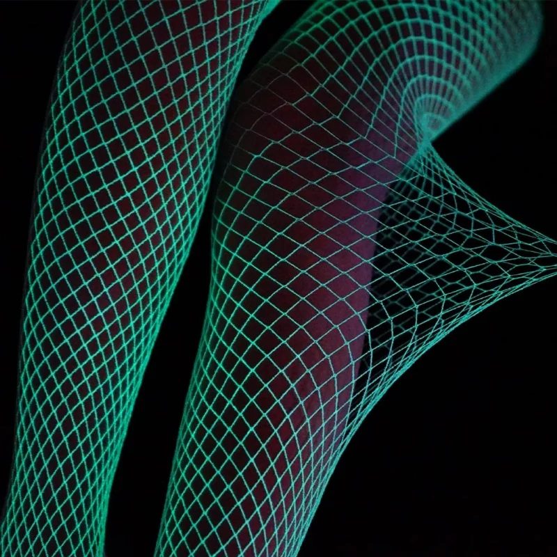 Glow In the Dark Hollow Out Mesh Fishnet Pantyhose Seductive Pole Dacne Party Club Luminous Stockings Women Sexy Lingerie