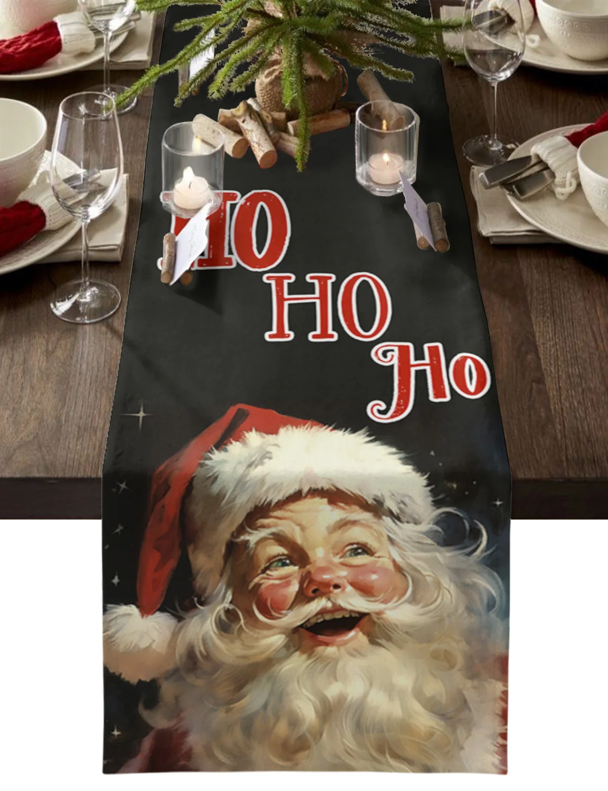 

Рождественская картина маслом, Настольная дорожка Санта-Клауса из хлопка и льна, свадебная настольная декоративная дорожка для дома и Рождества
