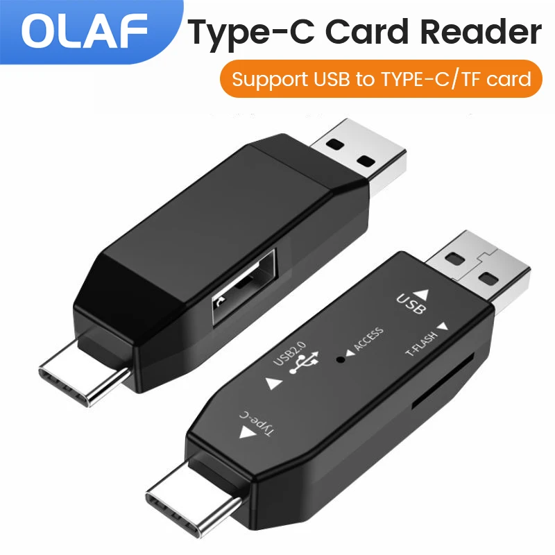 

Universal Type C/USB 2 in 1 USB 2.0 OTG TF SD Card Reader USB HUB Flash Card Adapter Fast Flash Drive Smart Memory Card Adapter
