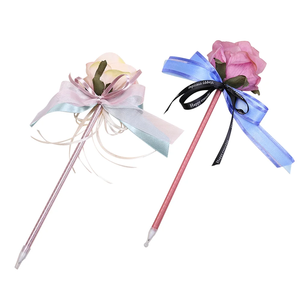 

1 Set 2pcs Ballpoint Pen Reusable Rod Lightweight Durable Decorative Flower Decor for Party Banquet Wedding