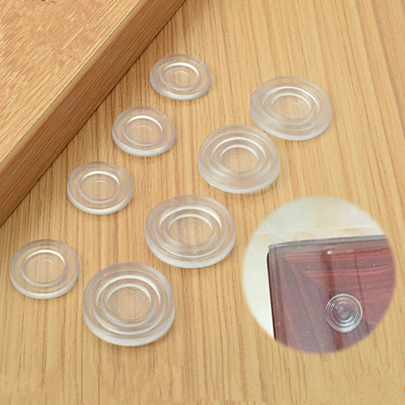 

100pcs Round Shape Glass Table Non-slip Soft Grip Pad Transparent Silicon Soft Rubber Fixed Tempered Glass Furniture Accessories