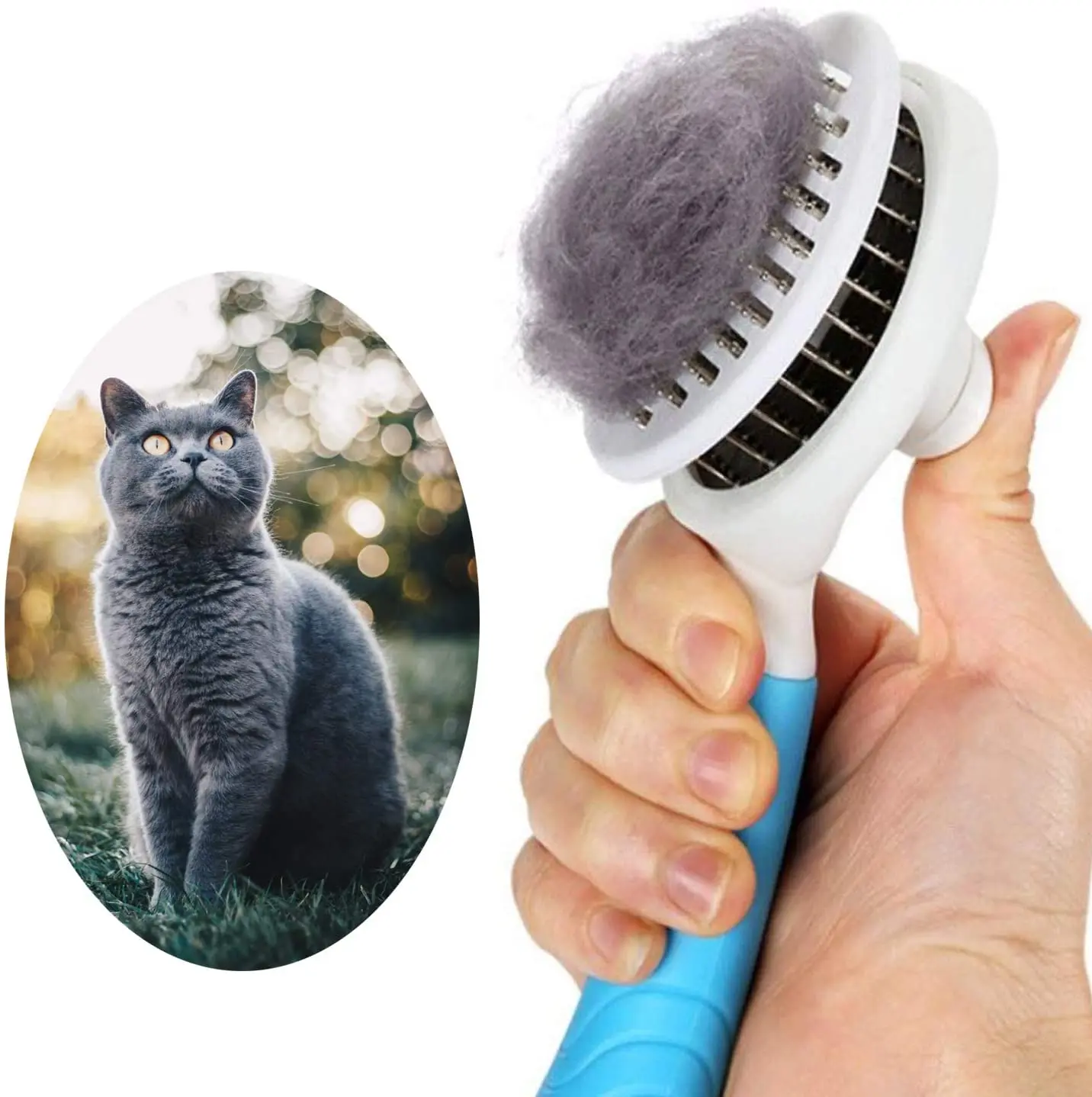Cepillo limpiador automático para perros y gatos, elimina la capa interior, enredados, masajeador de pelo, peine de partículas para mascotas, mejora la circulación