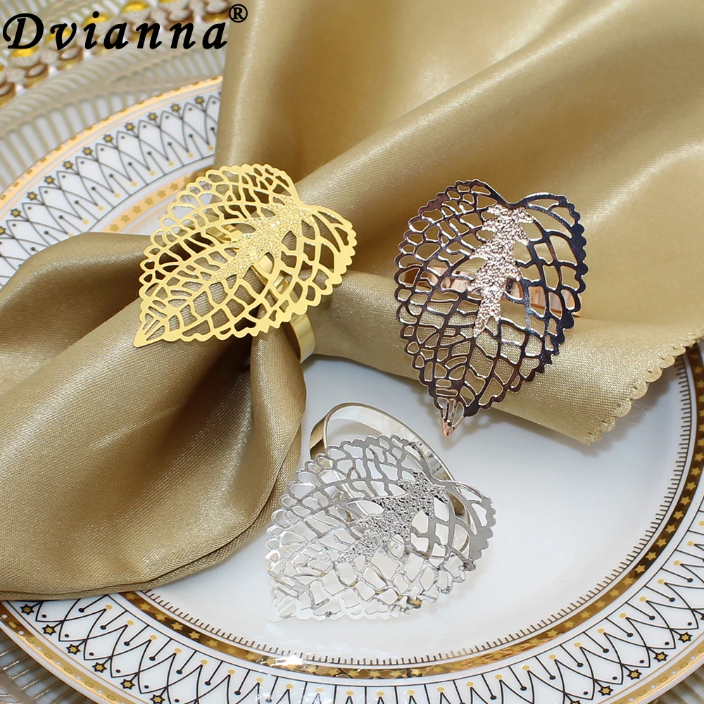 

12Pcs Gold Fall Napkin Rings Leaf Napkin Rings for Wedding Decorations Metal Napkin Holders for Cloth Napkins Easter Decor HWL38