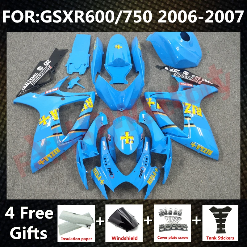 

NEW ABS Motorcycle Whole Fairing kit fit for GSXR600 750 06 07 GSXR 600 GSX-R750 K6 2006 2007 full Fairings kits set blue black