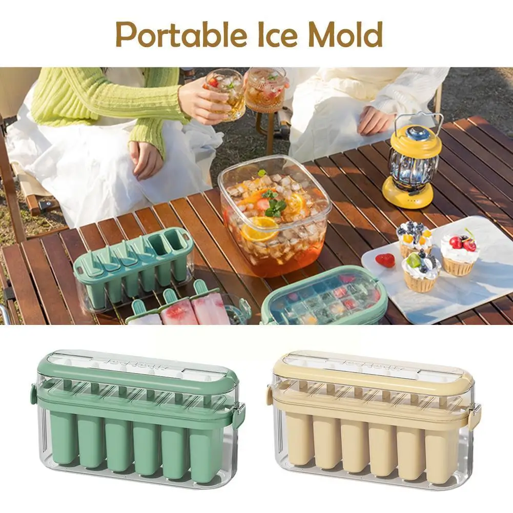 

1pcs Portable Ice Cream Molds Press-on Release Ice Mold Cube Ice Tools Making Container Kitchen Summer B3Y7