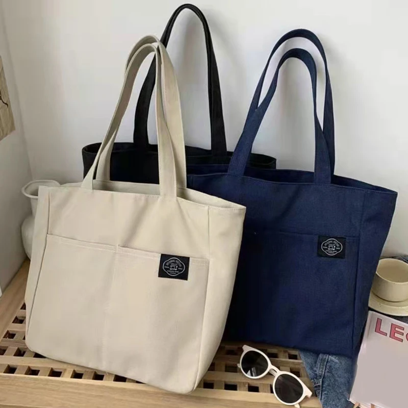 

Women Canvas Tote Bag Fashion Designer Ladies Casual Handbag Shoulder Bag Large Capacity Cotton Reusable Shopping Beach Bag