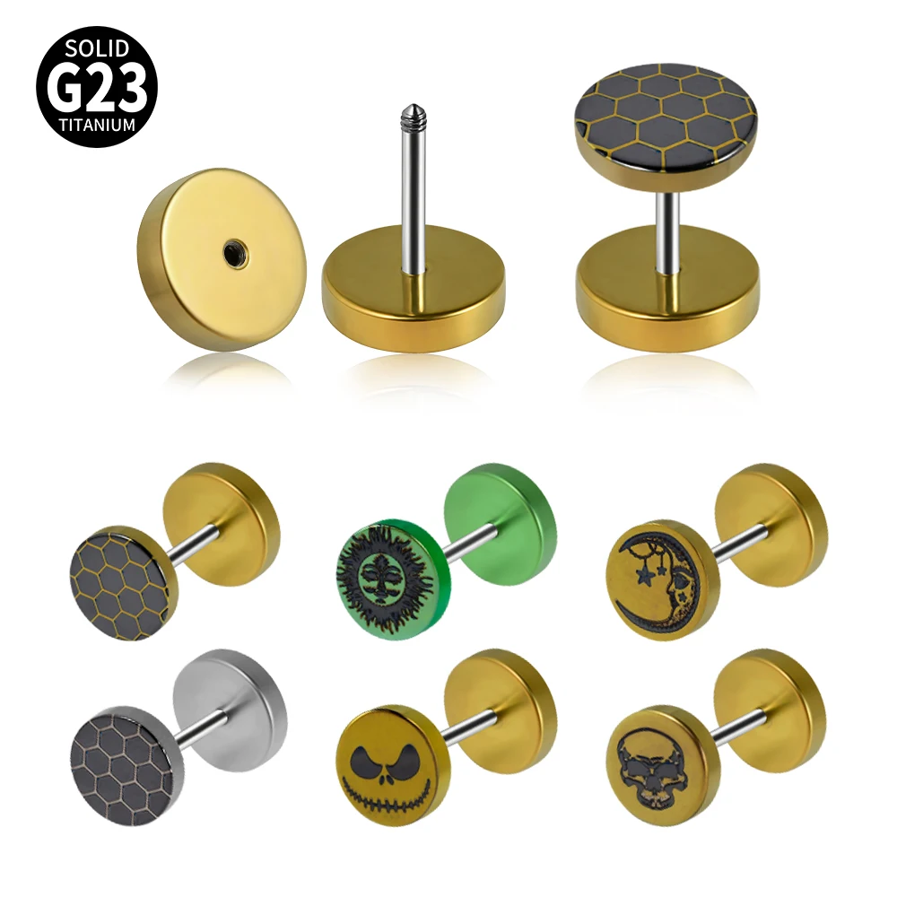 Dreamlee ASTM Solid G23 Титановая поддельная заглушка Moon Sun Design Cheater Расширитель для ушей Nosze