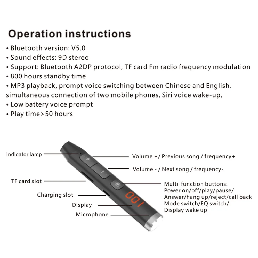 V7 беспроводные Bluetooth наушники TF карта MP3 плеер Шейная гарнитура HIFI стерео для бега