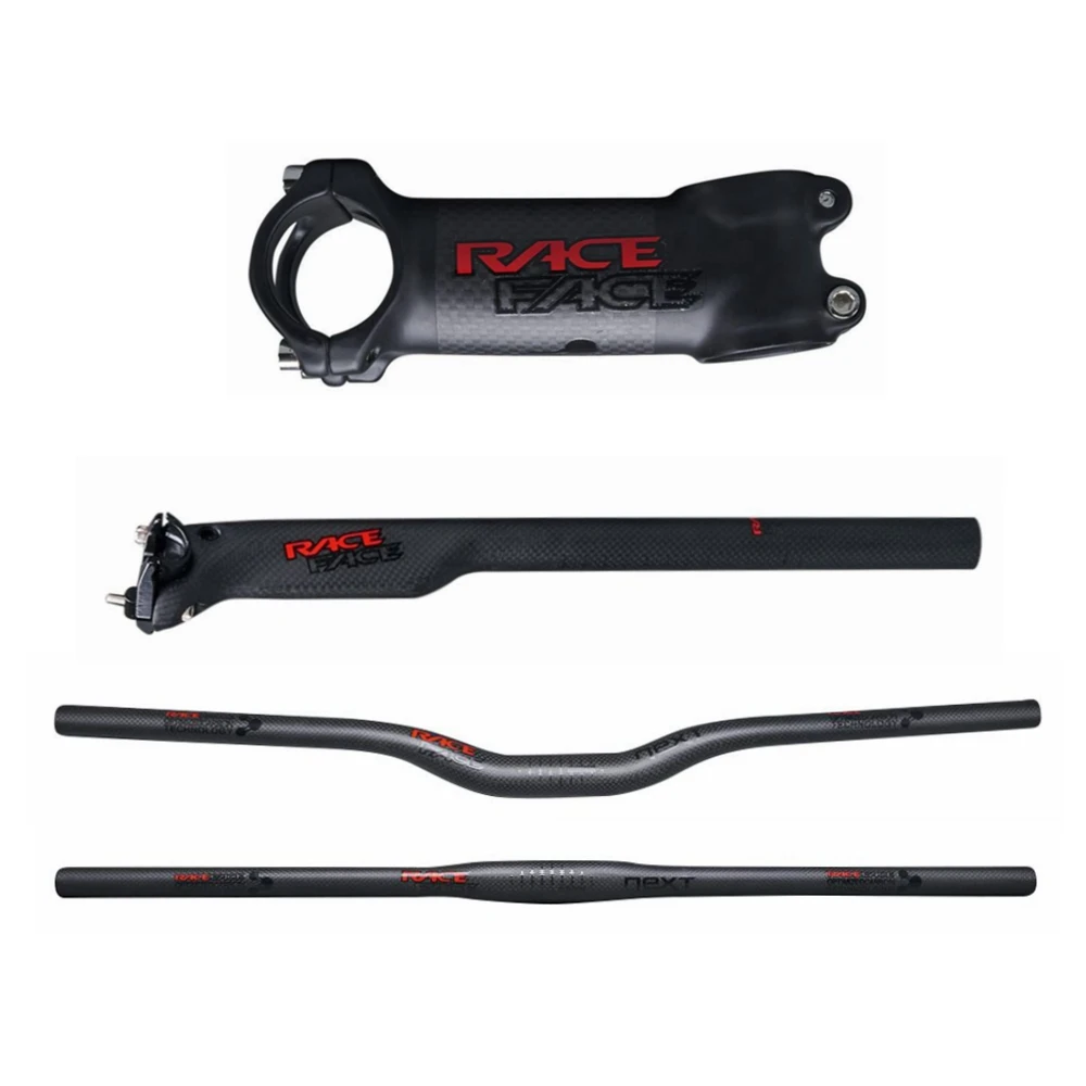 

Race Face Next Black Red Carbon Fiber Bicycle Mountain MTB Bars Sets Horizontal One-shaped Handlebar + Seatpost + Stem