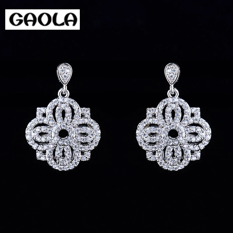 

GAOLA white Gold Color AAA cubic zircon flower shape dangler earring GLE4731