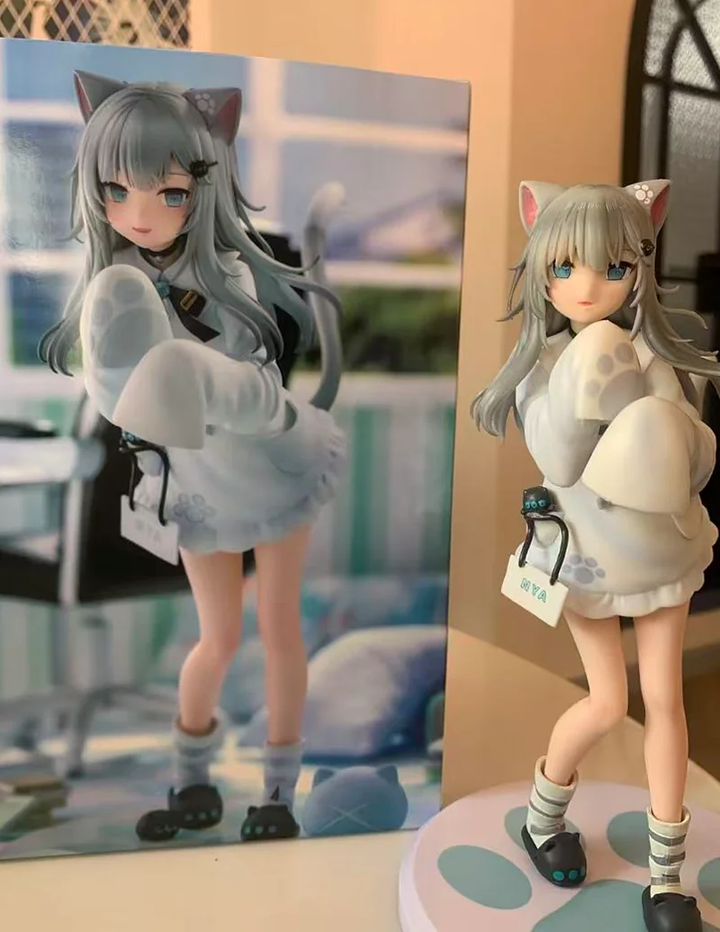 Фото Kawaii Nachoneko модель игрушки мультяшная фигурка кошка украшение для комнаты милая коллекция игрушек детские новогодние подарки №2