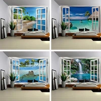 window wall tapestry tropical forest jungle waterfall lake birds nature landscape tapestries fabric wall hanging for bedroom