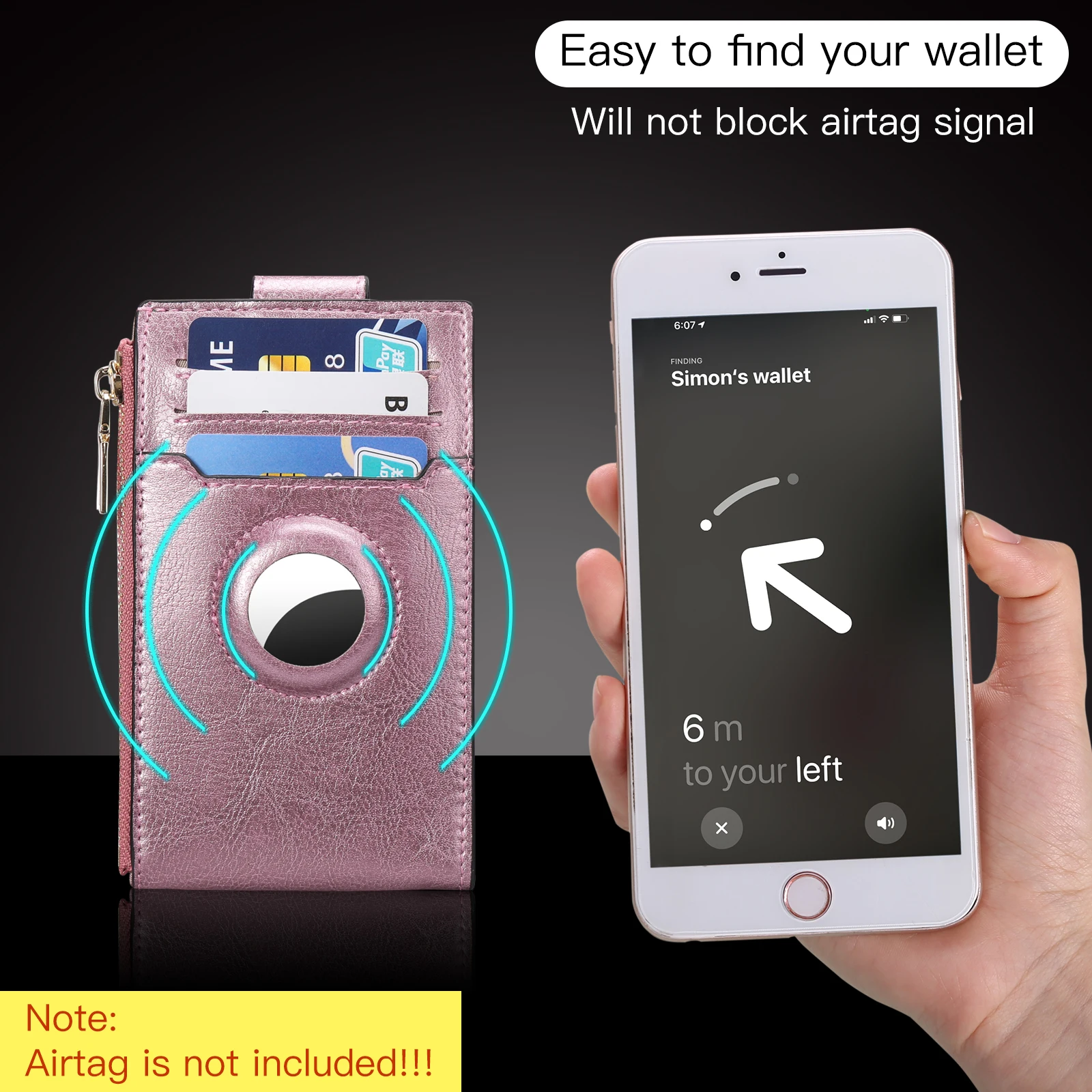 Double Zipper Airtag Wallet Holder Genuine Leather RFID Blocking 13 Card Slots Wallet for Men Women Airtag Tracking Case