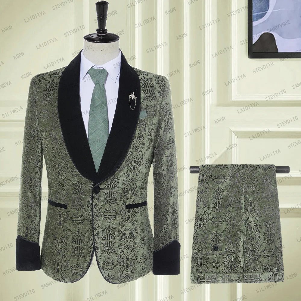 

2023 Leopard Suits Men Slim Fit Casual Daily Single Breasted Coat Pant Design Latest Smoking Groom Blazer 2 Pieces Blazer+Trouse