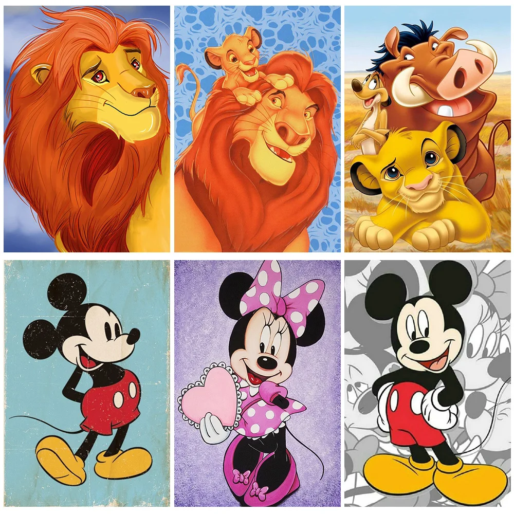 

Disney 5D DIY Diamond Painting Cartoon Animal The Lion King Round Mosaic Set Mickey Mouse Embroidery Cross Stitch Home Decor