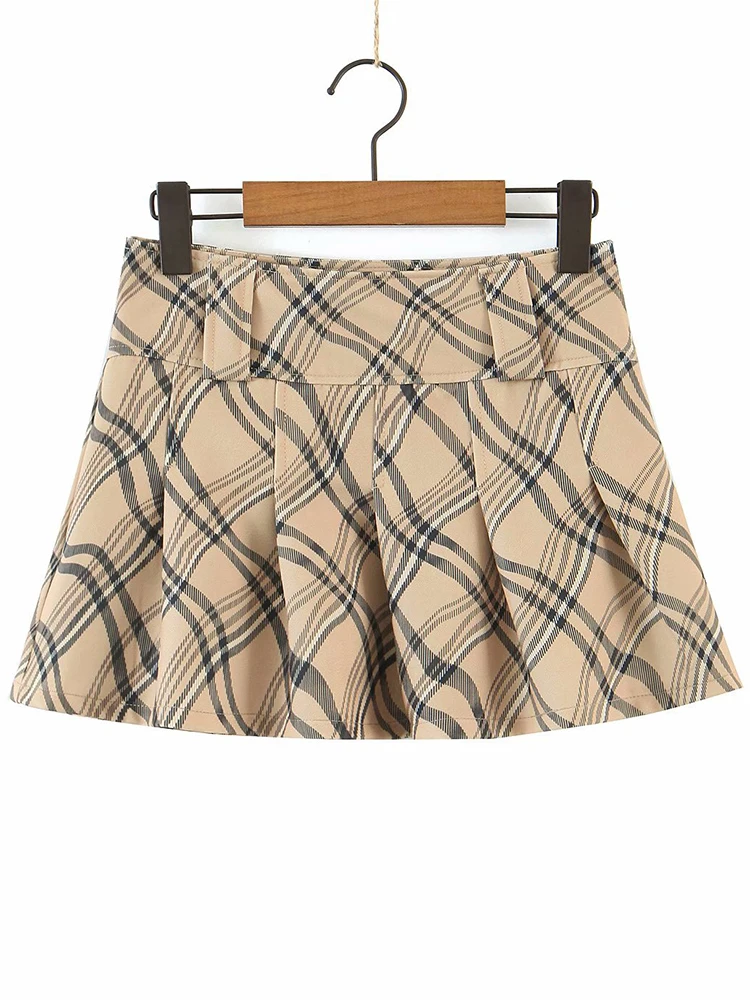 Женская плиссированная юбка в клетку с высокой талией | одежда