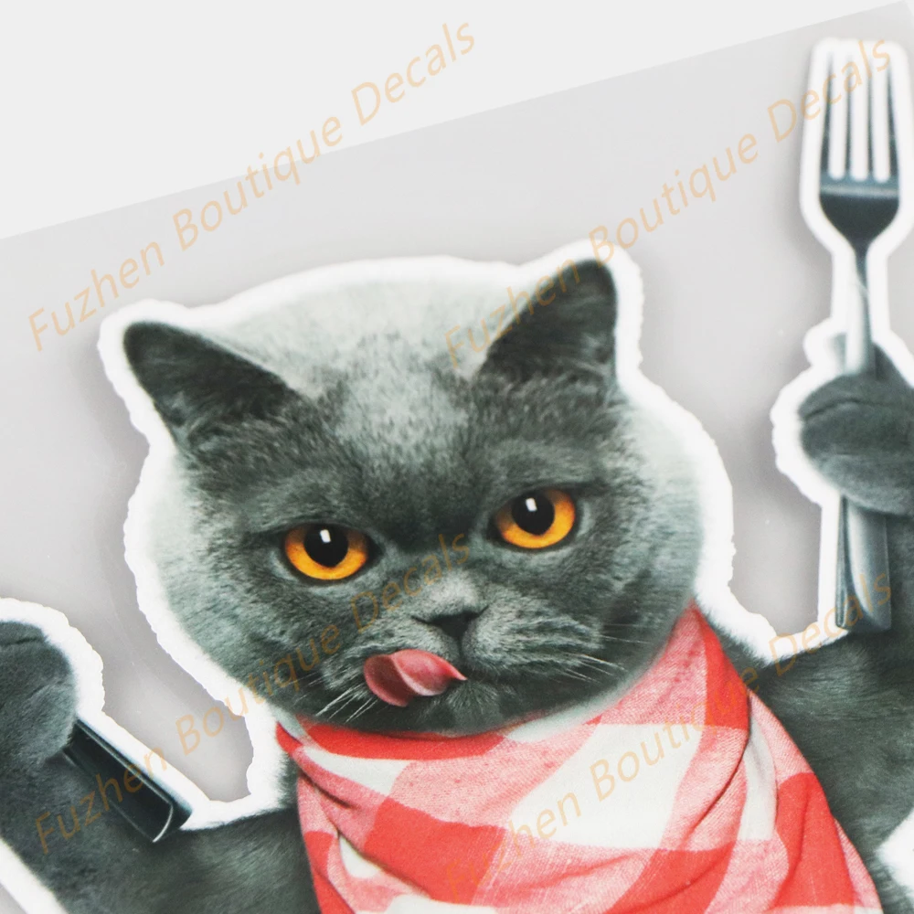 Fuzhen бутик-наклейки внешние аксессуары кошка держащая посуду креативные