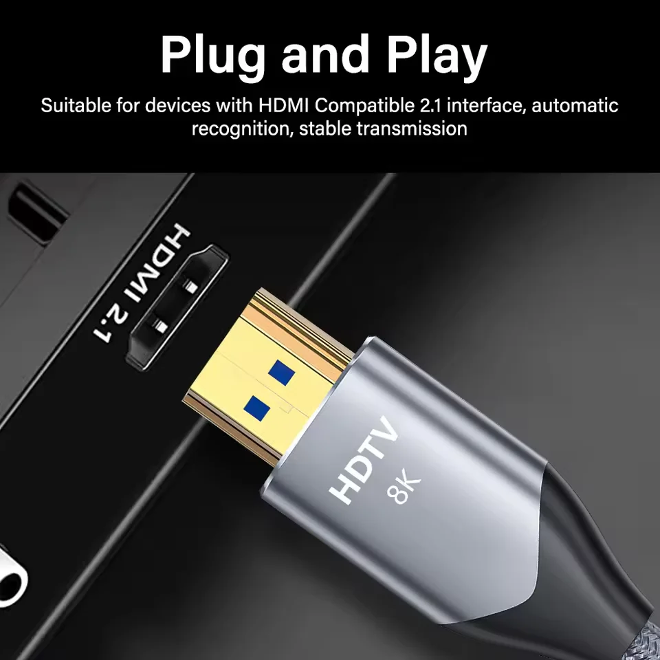 Фото 8K HDMI 2.1 Кабель 48 Гбит/с Высокоскоростной 8K/60 Гц 4K/120 Гц Для Samsung Sony Xiaomi TV Box PS5/PS4 ПК Ноутбук eARC HDR Видеокабель 2M 3M №4