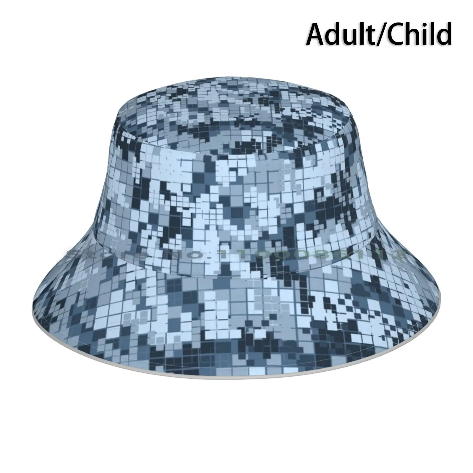 Digital Camouflage In Blue Bucket Hat Sun Cap Digital Camouf