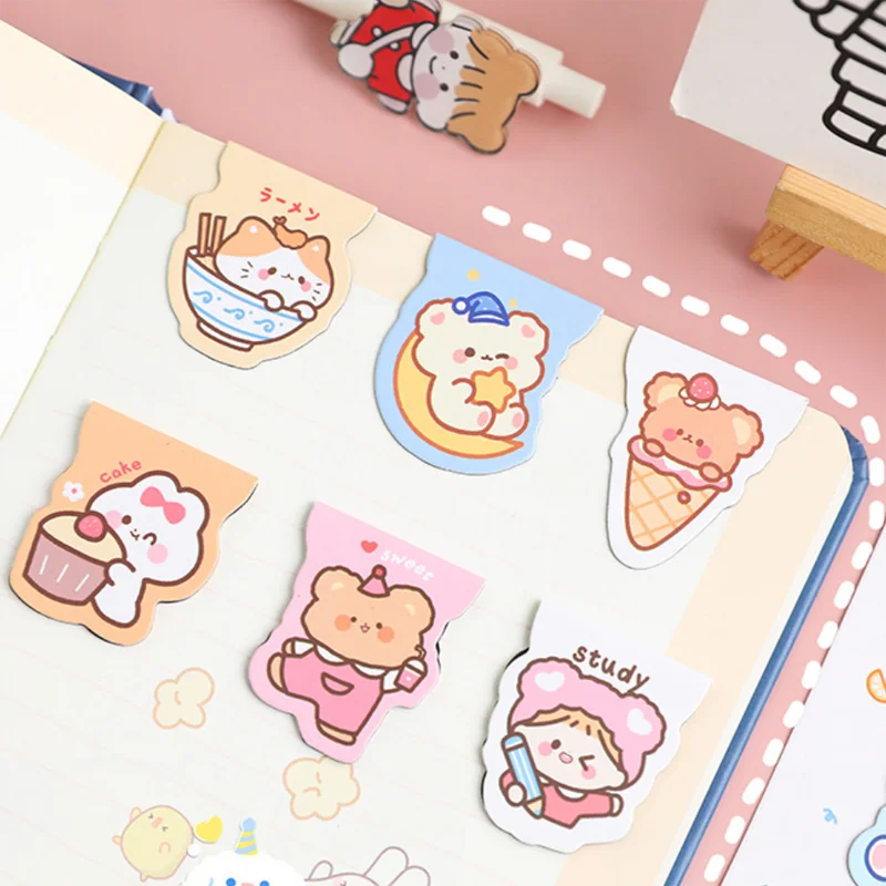 

1pc Cute Ice Cream Cake Bear Rabbit Magnetic Bookmark Stationery Marker of Page Kids Student Stationery