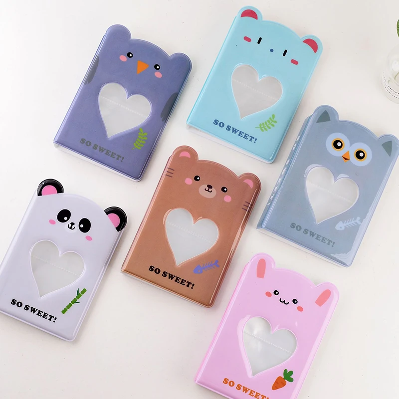 

3 Inch Photo Album Love Heart Hollow Photocard Holder Cartoon Cute Loving Hollow Kpop Card Binder Cute Bear Milk Album