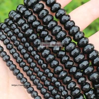 4 10mm black onyx faceted rondelle loose beads for diy jewelry making