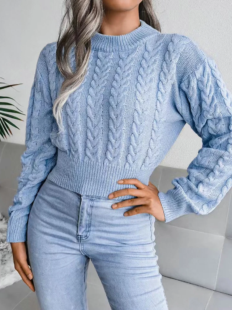 

EVNISI Women Autumn Winter Pullover Sweater Women Casual Fashion Female Ribbed Slim Knitted Long Sleeve Sweater 2022