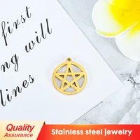 stainless steel necklace pendant for women man lover pentagram gold rose gold and silver color pendant necklace jewelry