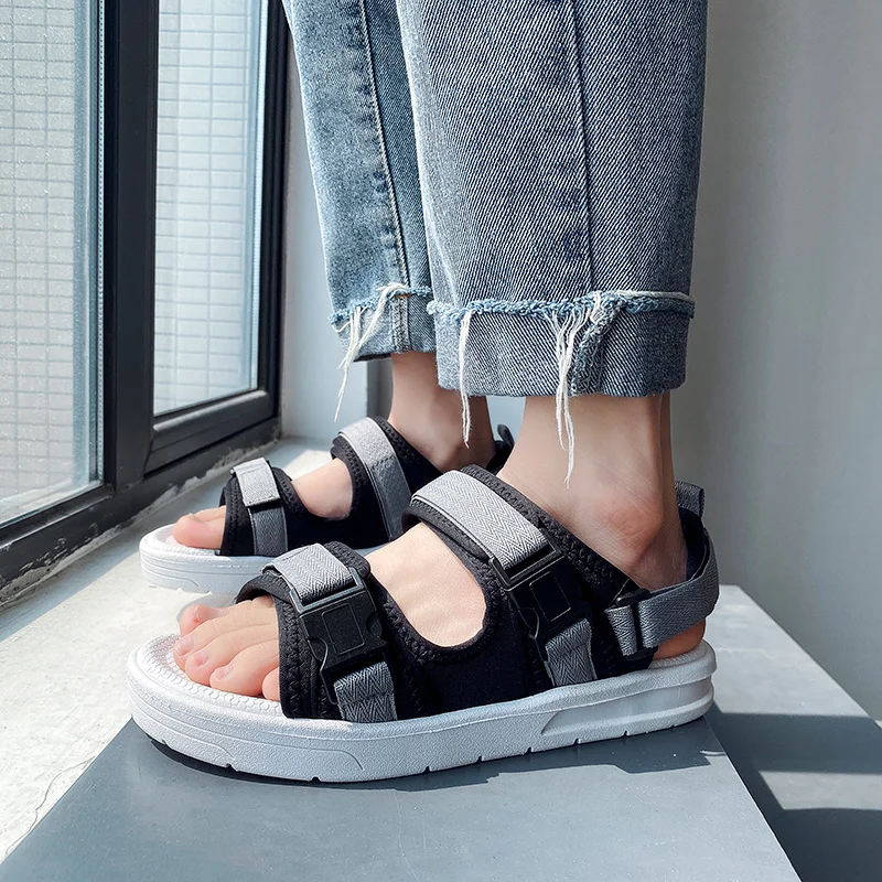 

Сандалии мужские легкие с открытым носком, удобные пляжные шлепанцы, Нескользящие, летняя Уличная обувь