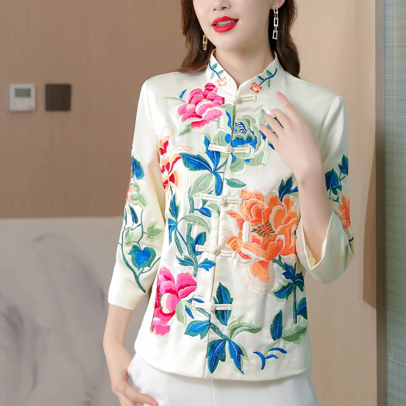 Новая китайская куртка для мам в национальном стиле элегантные и благородные