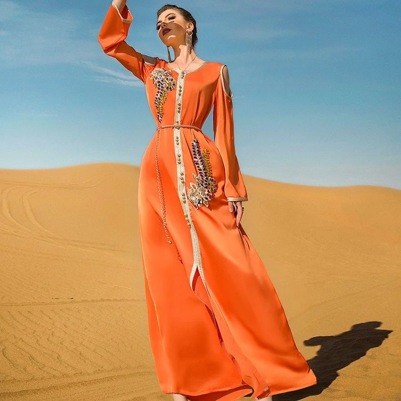 Ramadan Dubai Abaya Kaftan Muslim Women Maxi Dress Islam Clothing Eid Mubarak Party Dresses Caftan Marocain Abayas Robe Femme