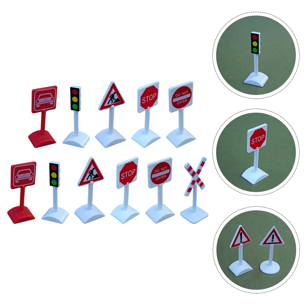 

11Pcs Plastic Road Indicator Signs Simulation Road Sign Models Road Sign Toys for Kids Parents Kindergarten